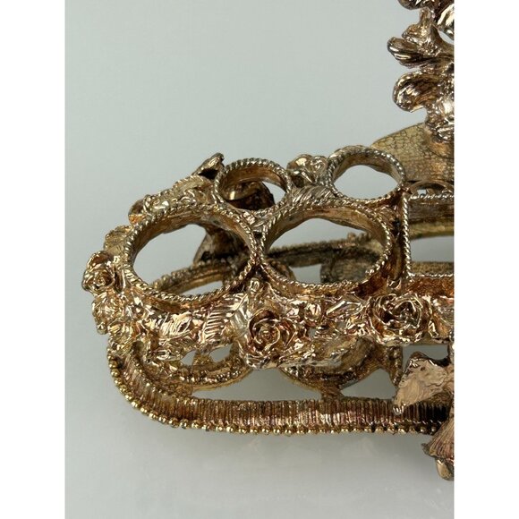 VTG 1950s Ormolu Filigree Lipstick Makeup Holder 9-Slot Rose Hollywood Regency - Picture 8 of 16